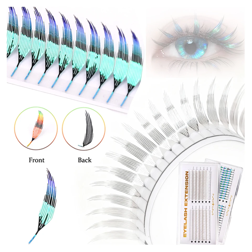 

New Fashion Tinsel Aurora Anime Eyelash Extensions Holographic Spire Eyelashes Colored Christmas Party Silver Comic Spire Lashes