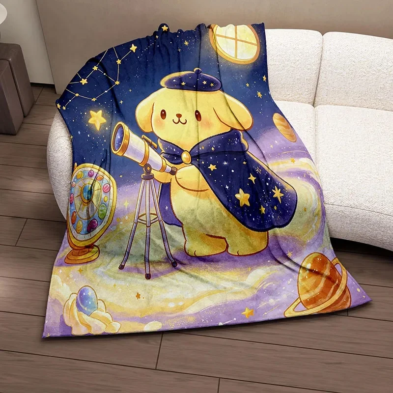 Cute Pompompurin Flannel Blanket,3D Printed Galaxy Starry Pattern,Cozy Light Blanket For Bed Couch,Home Decor For Teen Girls