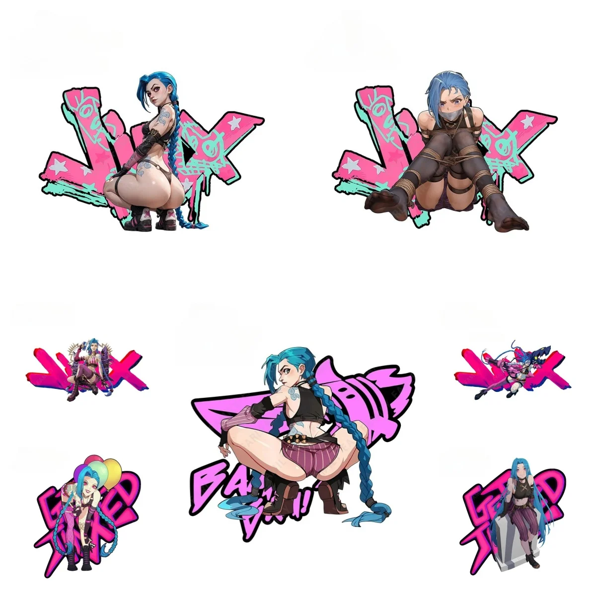 

League of Legends Arcane Jinx Car Stickers Creative Colorful Cartoon Graffiti Decals Scratch-Proof Vinyl Decal Decoration