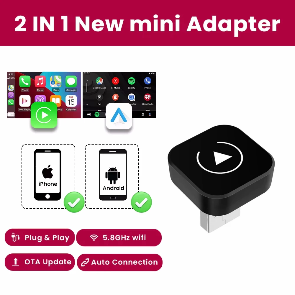 Universal Portable Wireless Carplay Screen for Car with Android Auto Touchscreen Car Stereo System