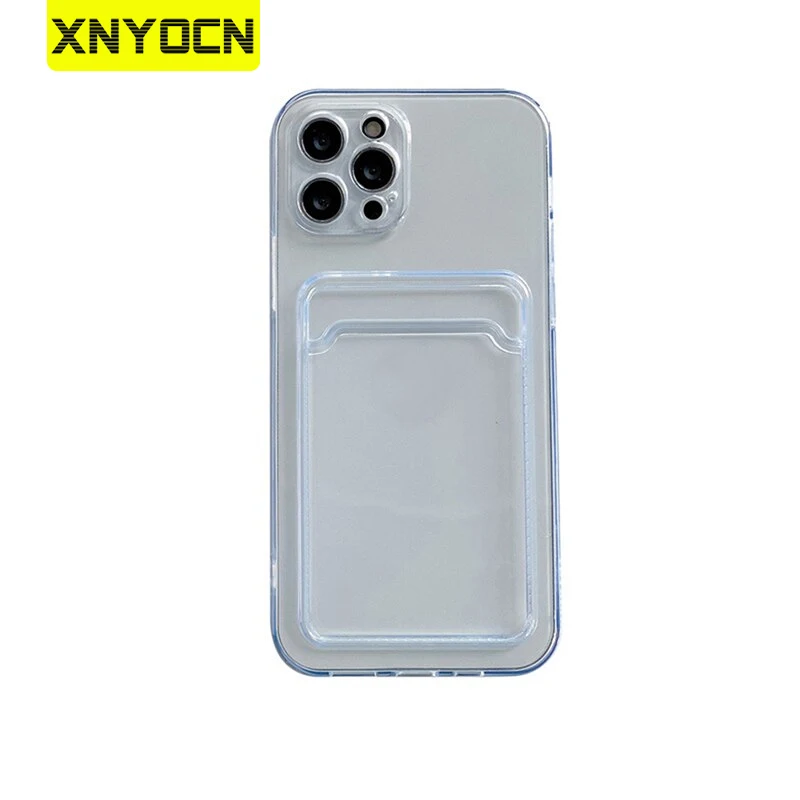 Xnyocn Transparent Soft Shell Luxury Wallet Card Bag Pocket Holder Phone Case For Apple iPhone 12 Pro Max 13 Pro Max Back Cover