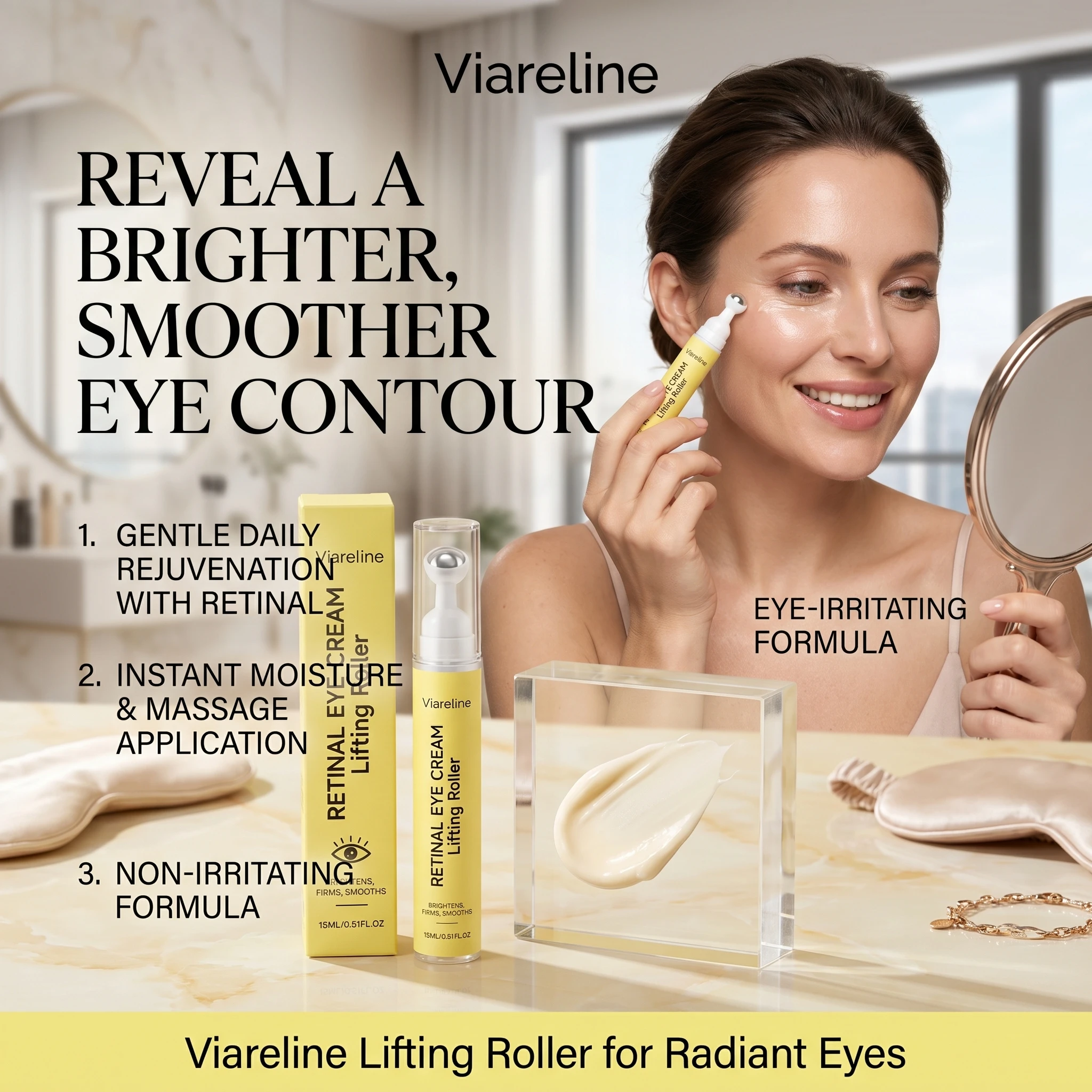 Viareline Retinal Eye Cream Fades Fishtail Pattern Anti-Wrinkle Dark Circles Removal Treatment Eyebags Tightening Skin Eye Cream