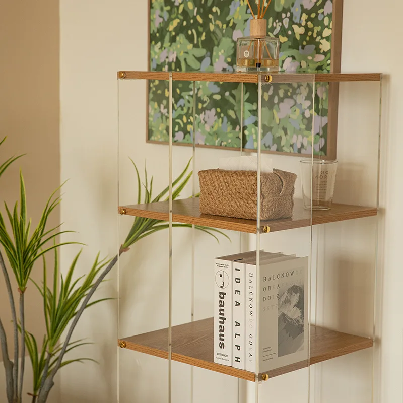 Polia acrílica piso 360 graus de rotação estante móvel rack de armazenamento multiuso