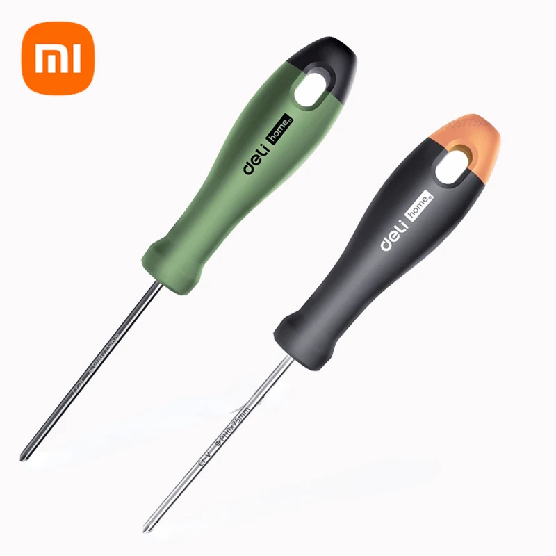 Xiaomi Deli 1 Pcs Magnetic Screwdriver Non-slip Handle Design SLOTTED/Phillips Bits Screw Driver Precision Home Hand Repair Tool