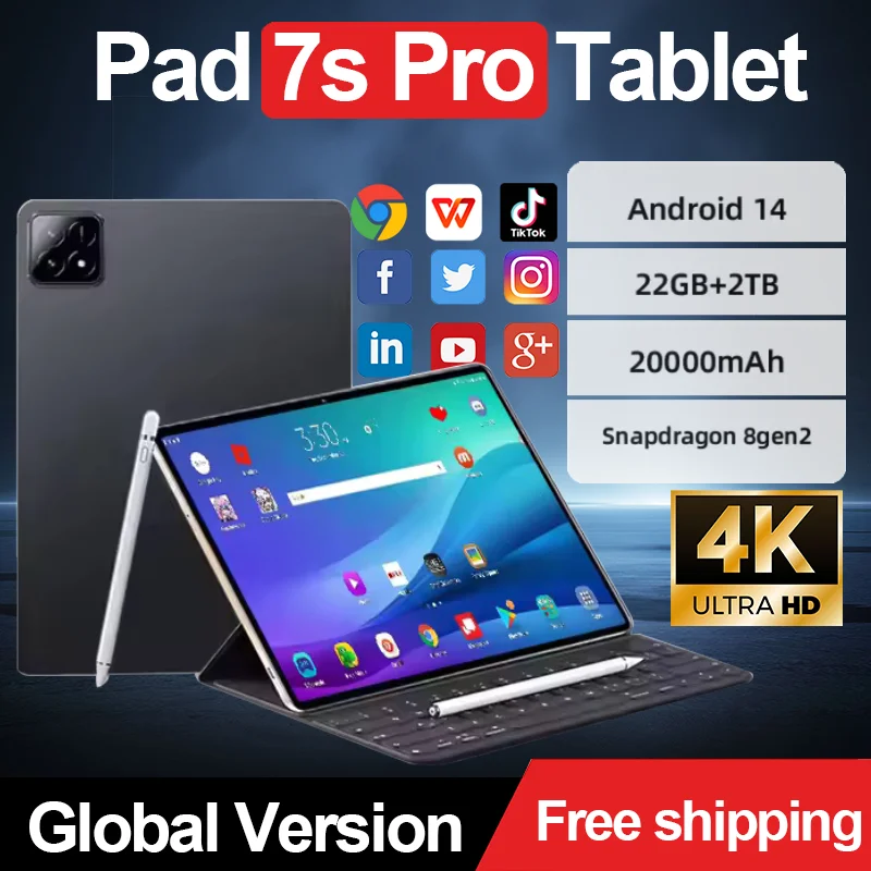 

2025 Original Pad 7S Pro Tablet 11inch Snapdrago 8gen2 20000mAh HD 4K 22GB+2T Android 14 5G Dual SIM WiFi GPS Tab MI Tablet PC