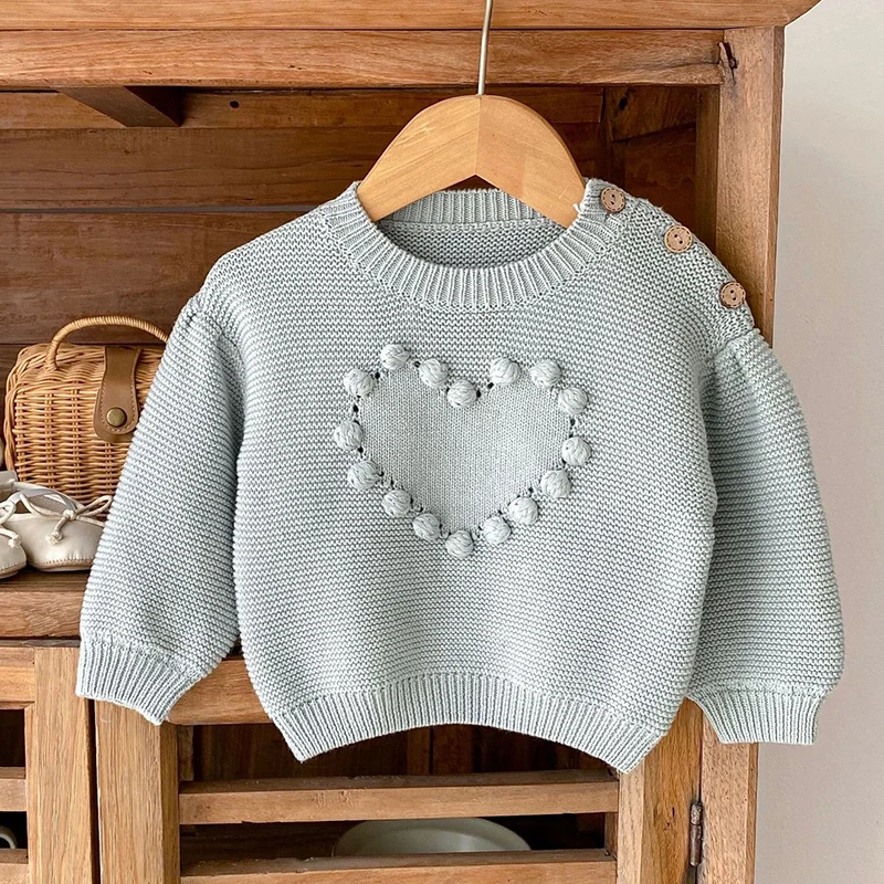 

2024 New Autumn Newborn Baby Girls Sweater Toddler Baby Girl Knitting Pullover Long Sleeved Solid Color Sweater Kids Sweater