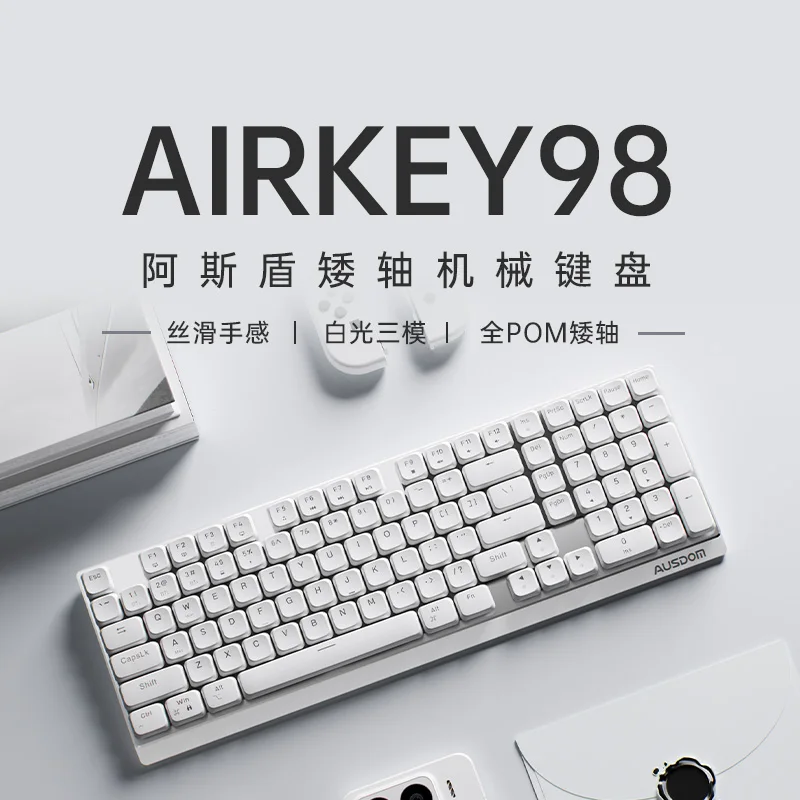 

AUSDOM Airkey98 Low Profile Mechanical Keyboard Wireless Bluetooth The Tri-Mock RGB Ergonomic Silent Design Female Office