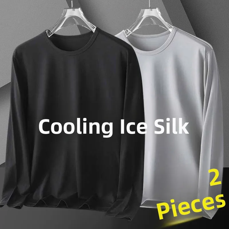 

Мужская летняя дышащая футболка Long Sve Qui Dry, повседневная охлаждающая молодежная футболка из ледяного шелка и солнцезащитный топ