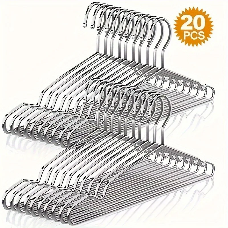 

20PCS Heavy-Duty Stainless Steel Hangers with Non-Slip Grooves-Rustproof Closet Organizers for Lasting Durability & Space Saving