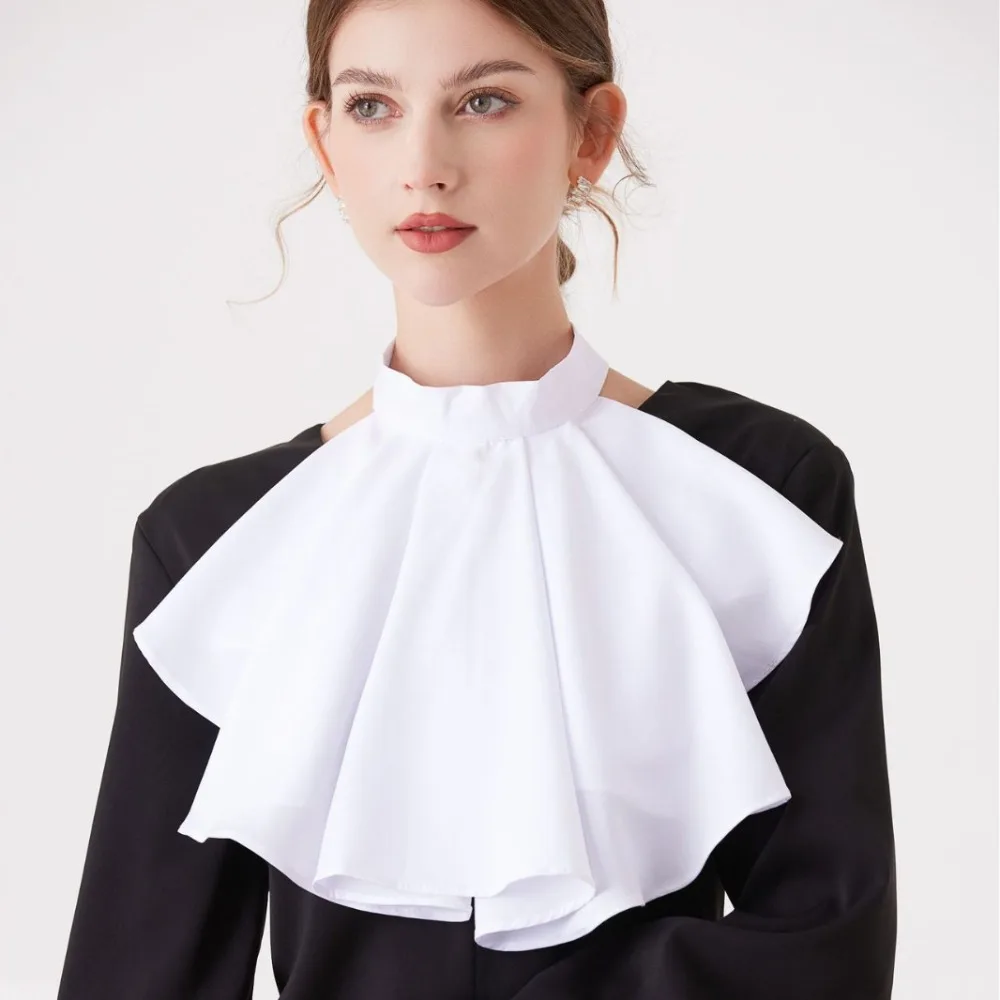 Kerah Renaisans Dapat Dilepas Cantik Kostum Victoria Berlapis Ruff Leher Elizabeth Antik Elegan Pesta Kerah Ruffle