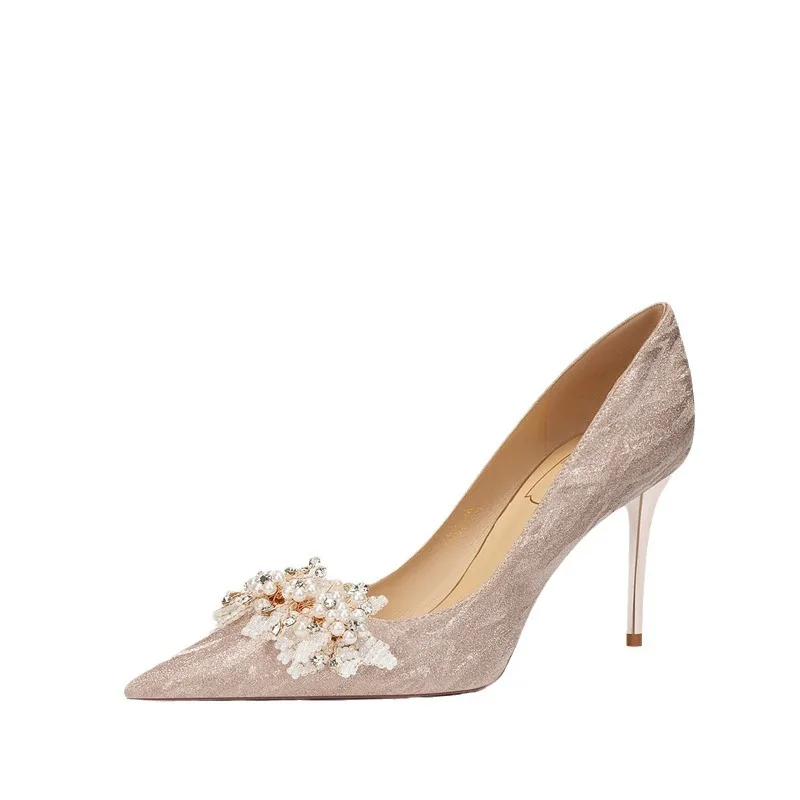 

25 свадебных туфель из овчины, свадебные туфли, женские туфли и туфли на высоком каблуке, тонком каблуке, свадебные туфли, туфли с острым носком