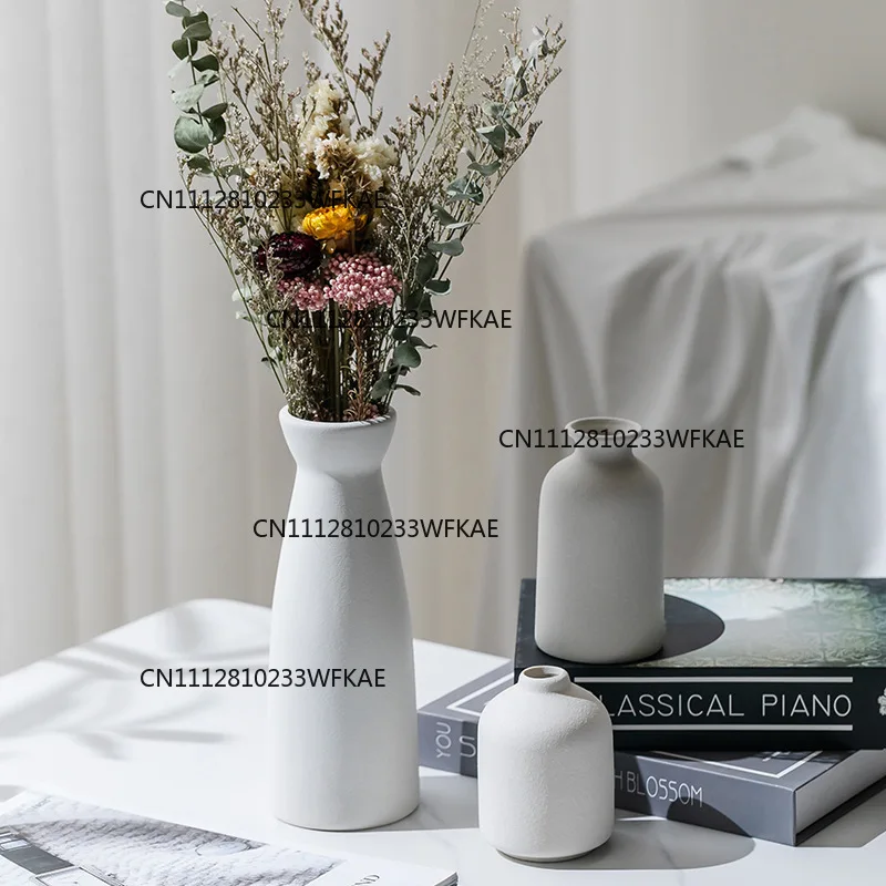 European flower arrangement ceramic vase, living room home desktop decoration flower matte dried flower device view 2