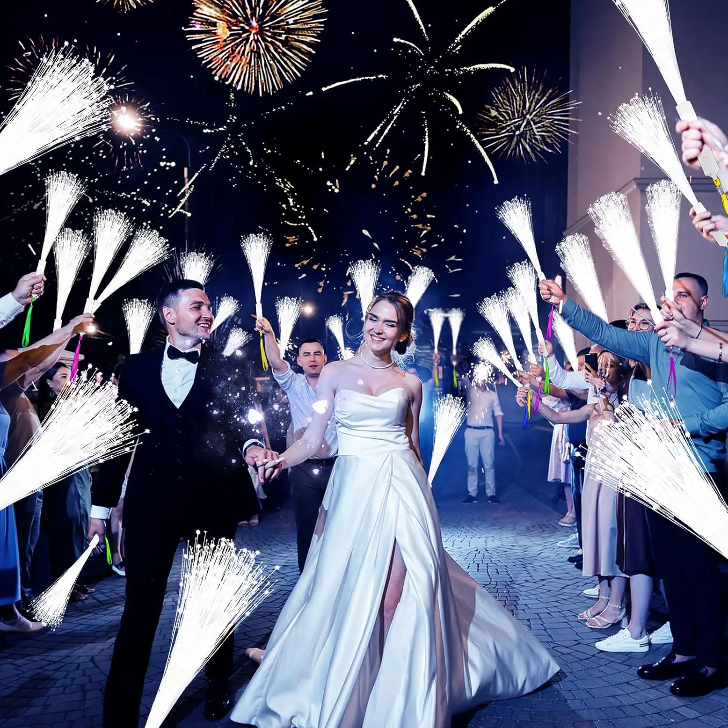 28-96PCS Light Up Fiber Party Wands Wedding Fiber Optic Wands LED Flashing Glow Sticks Wedding Glow Party Supplies