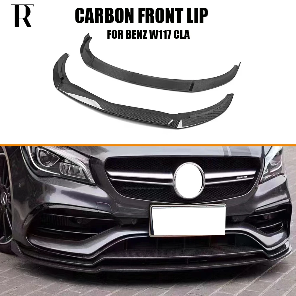 

2PCS W117 PAK Style Carbon Fiber Front Bumper Chin Lip for Benz C117 CLA200 Cla220 CLA260 CLA45 Facelift 2016-2019