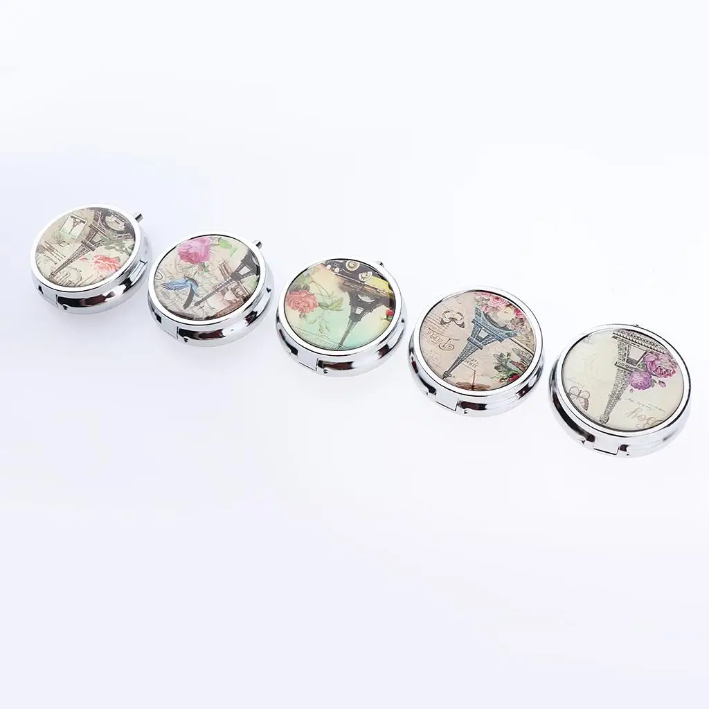 Daily Pill Organizer Three Times a Day Small Pillbox with Mirror Portable Vitamin Storage for Pocket Travel
