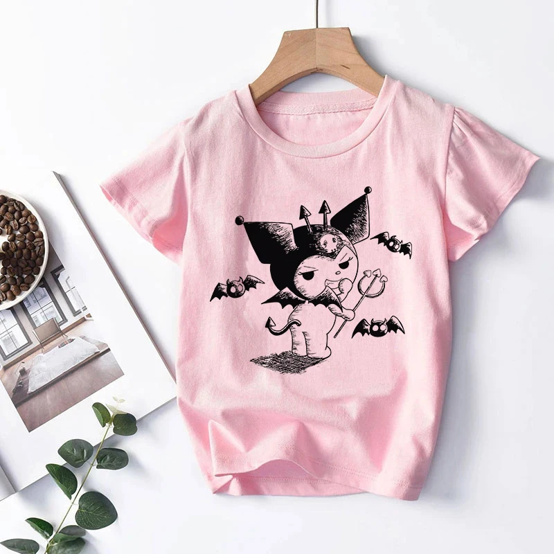 Funny T Shirt Kuromi Kawaii Manga Japanese Anime Children Kuromi T-shirt Kids Clothes Tshirt Tops Tee Boys Girls Tee Baby Cute