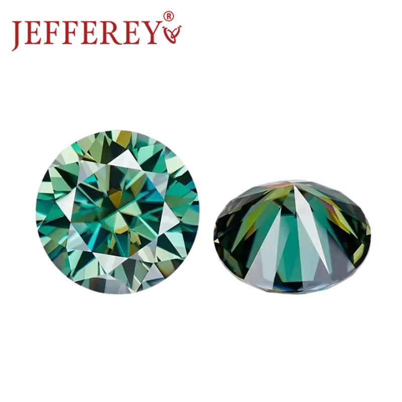 Green Moissanite Round Brilliant Cut Loose Gemstone 1ct-10ct D VVS Color Lab Grown with GRA Certified Jewelry Making