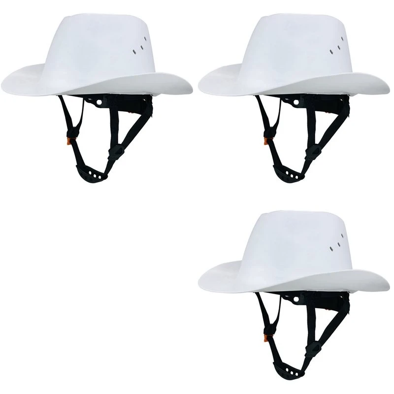 M01K 3X Cowboy Safety Helmet With Vent Hole HDPE Full Brim Hard Hat For Outdoor Construction Railway Rescue Work Cap B