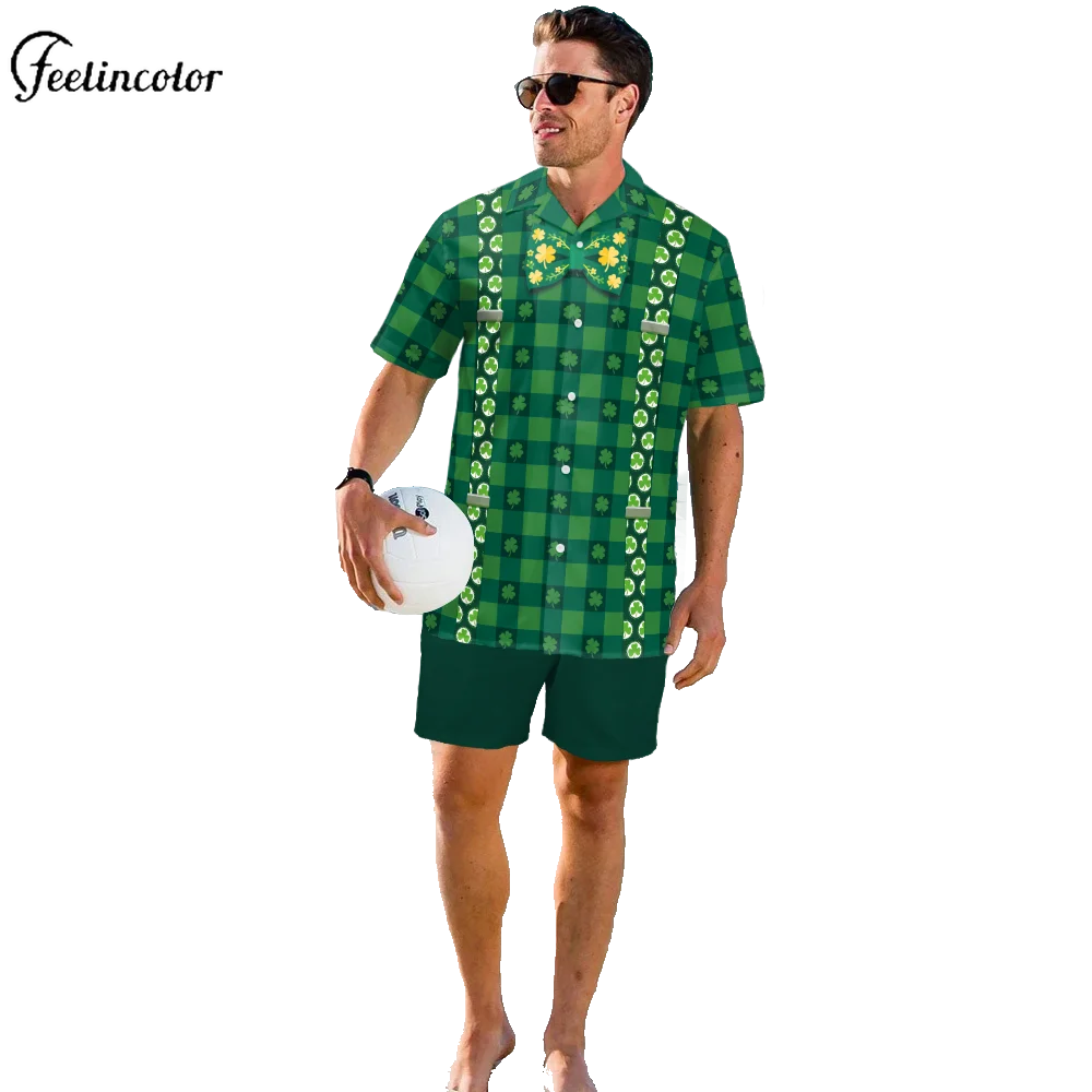 Men Shamrock Print Polo Shirt St. Patrick's Day Shirt Irish Green Party Tops Short Sleeve Tee Top Casual Irish Festival Clothing