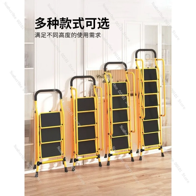 سلم تسلق تلسكوبي قابل للطي منزلي، سلم متسع ومستقر ومقوى متعدد الخطوات على شكل حرف A، خيار من أربع خمس وستة خطوات #4
