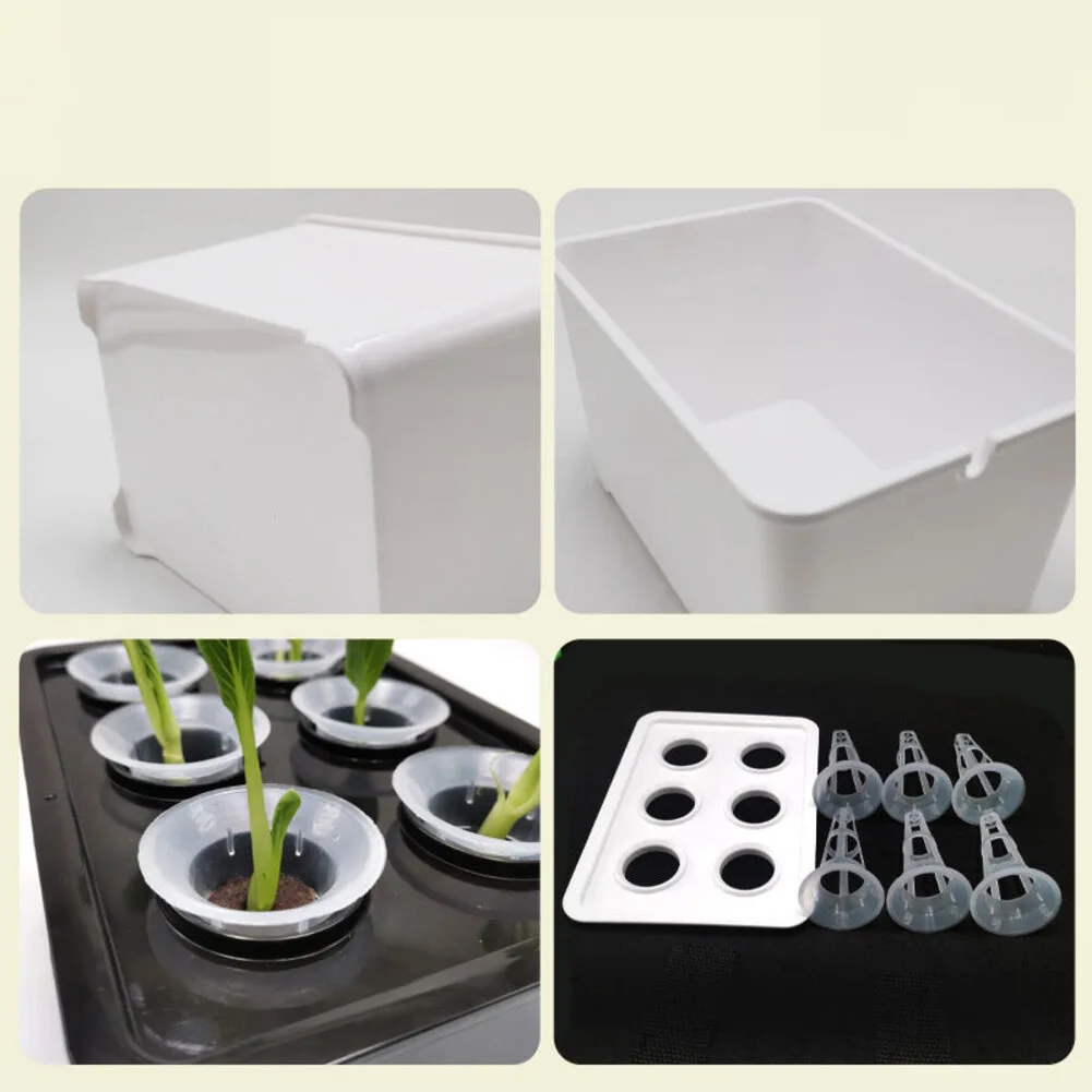 6 Holes Hydroponics Growing System Box for Indoor Plant Cultivation with Stable PP Material and Water Indicator