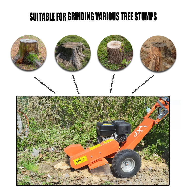 Factory China 15 HP Ga-soline Engines Tree Root Grinding Machine 9 Blade 9 Tree Stump Removal Wood Stump Grinder