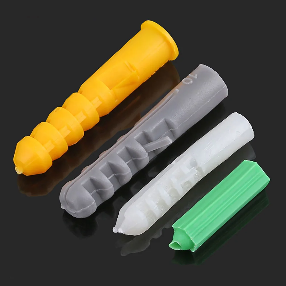 10-200pcs Ribbed Plastic Anchor Plastic Expansion Pipe Tube M4 M5 M6 M8 M10 M12 M14 Wall Anchors Plugs Rubber Plug Screw Anchors