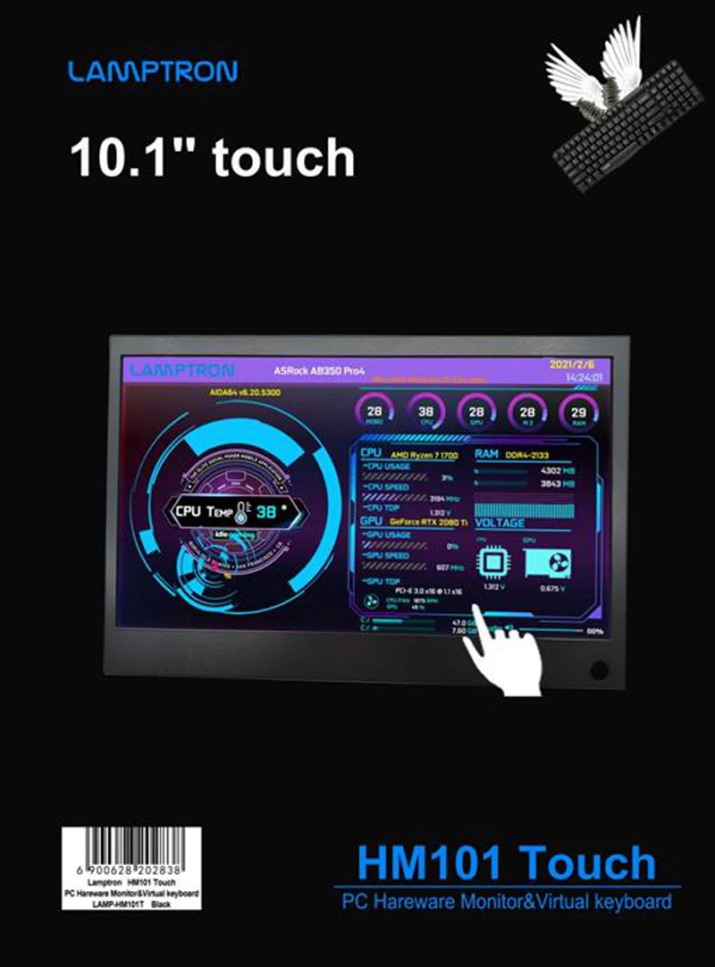 LamptronHM101 TouchPC Hardware Monitor Virtual Keyboard for Desktop Computers