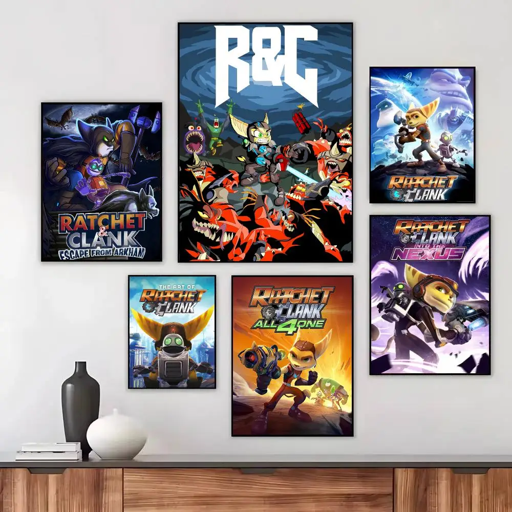 Game R- Ratchet & Clank Poster Wall Art Printed Decor Sticker Stylish Home Gift for Living Room Bedroom Corridor Cafe