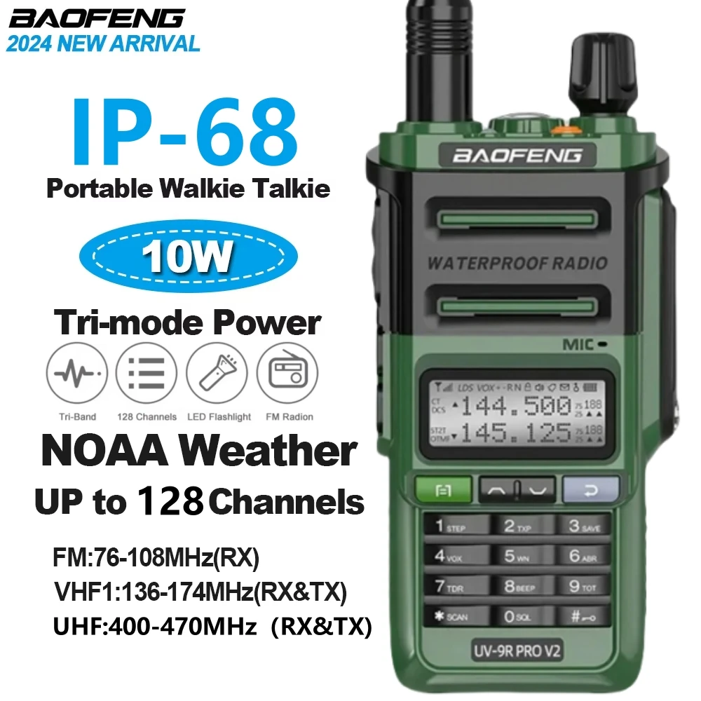

Baofeng UV 9R Pro V2 IP68 Водонепроницаемая рация Tri-Power Type-C Зарядное устройство Двухдиапазонная радиолюбитель CB Двухстороннее радио UV 9R Plus