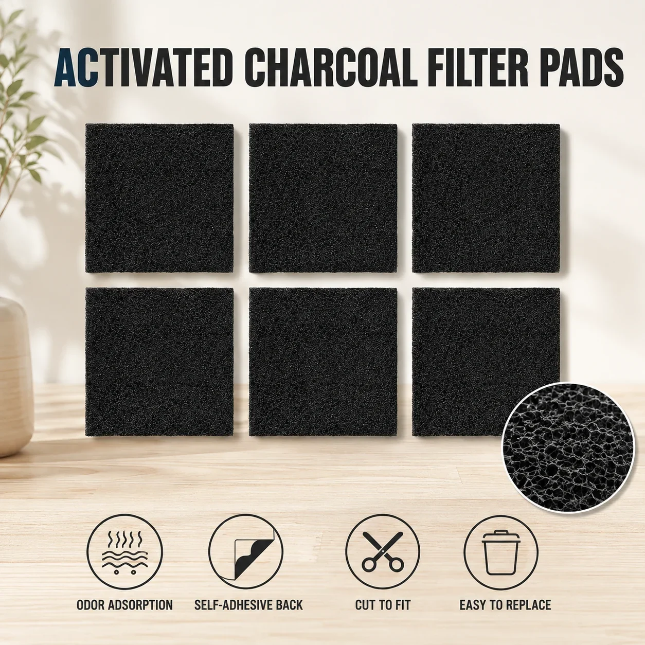 5/10/20/50/100Pcs Odor Filter Sponge Activated Charcoal Adhesive Eliminator Trash Deodorizing Adsorption Filter Element