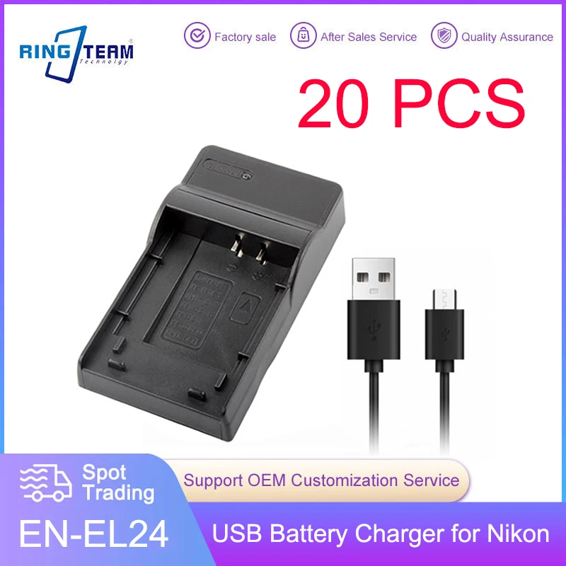 

Wholesale/20PCS EN-EL24 USB Battery Charger With Micro Cable For Nikon 1 J5 1J5 ENEL24 EN EL24 Camera