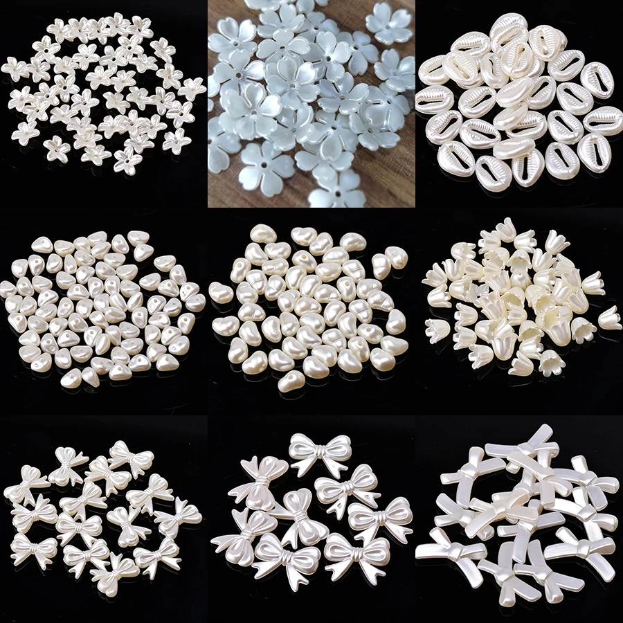 Flatback bow headdress DIY Decoration Pearl White Scrapbook Beads Jewelry Making Findings beads Caps Needlework Diy Accessories