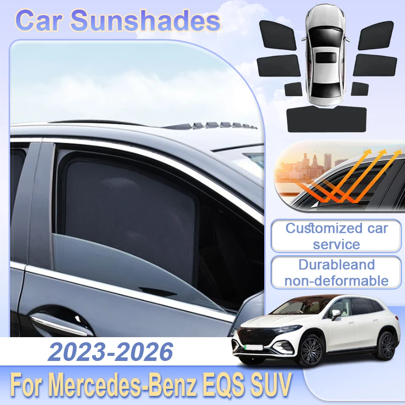 

Car Mesh SunShade For Mercedes Benz EQS SUV X296 2023-2026 Sun Shade Side Window UV Protection Privacy Curtain Visor Accessories