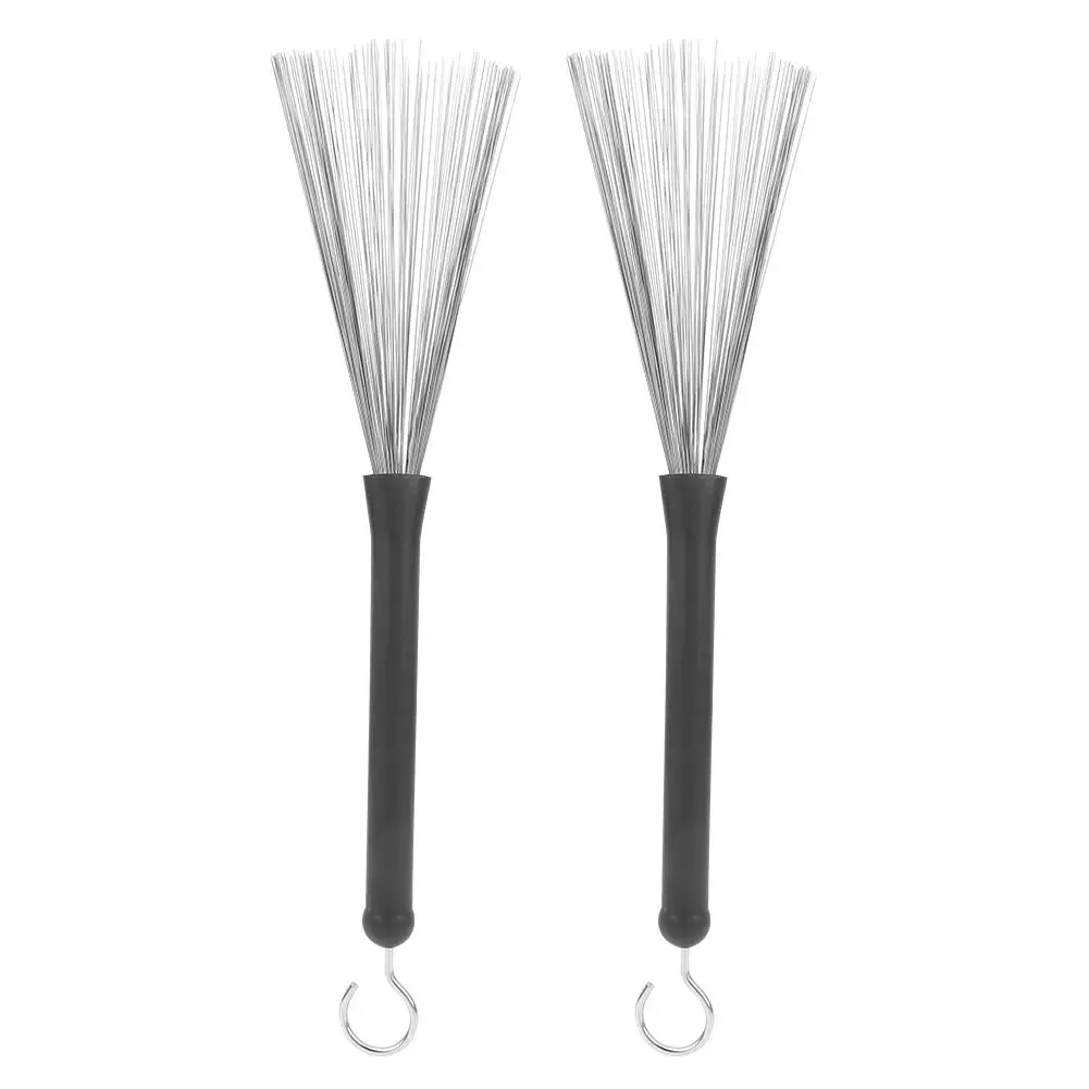 

2Pcs Retractable Drum Brushes with Rubber Grip - Stainless Steel Wire Jazz Percussion Accessories