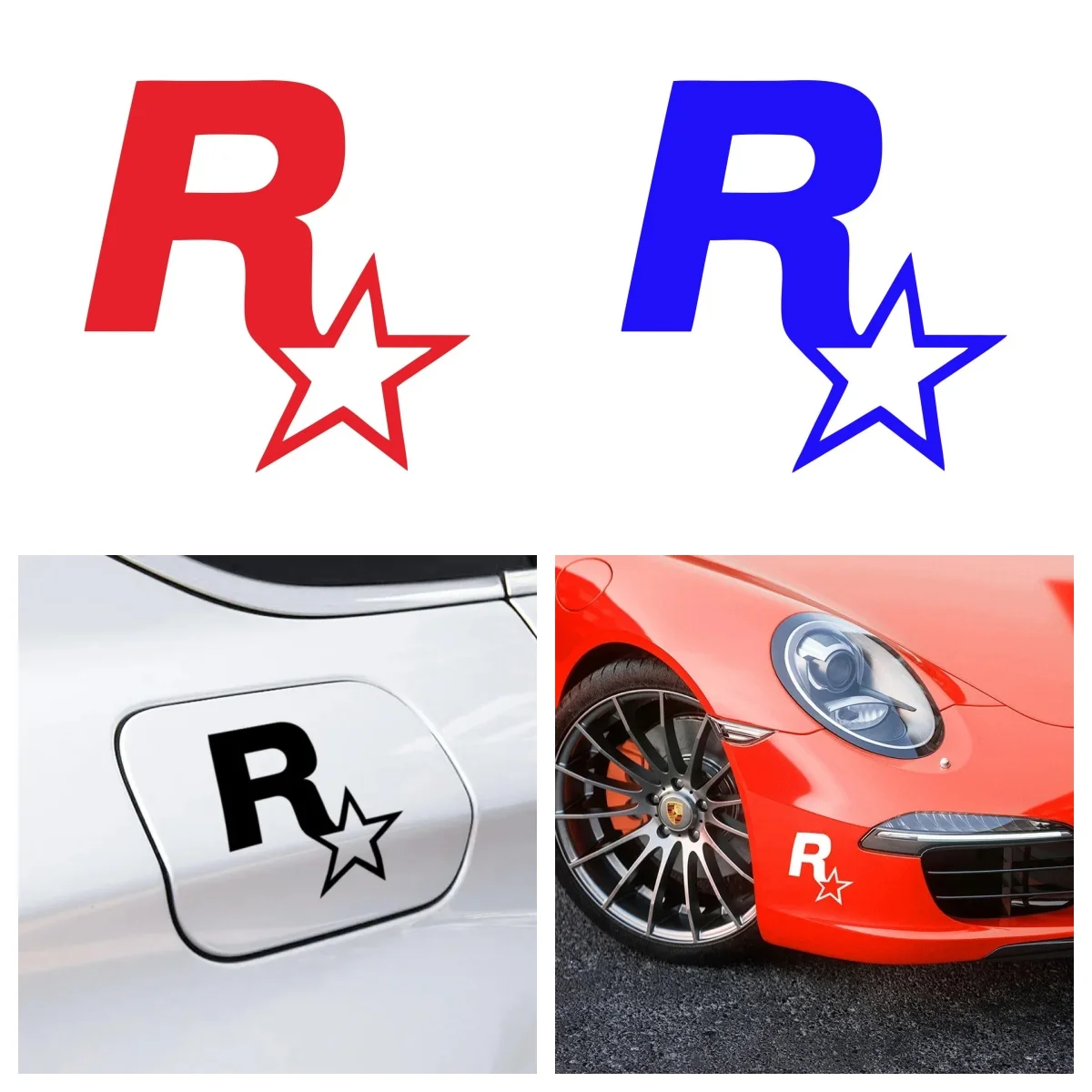 

Colorful R Star Car Sticker Body Scratches Oil Tank Cover Headlight Exterior Accessories Vinyl Decals Decoration