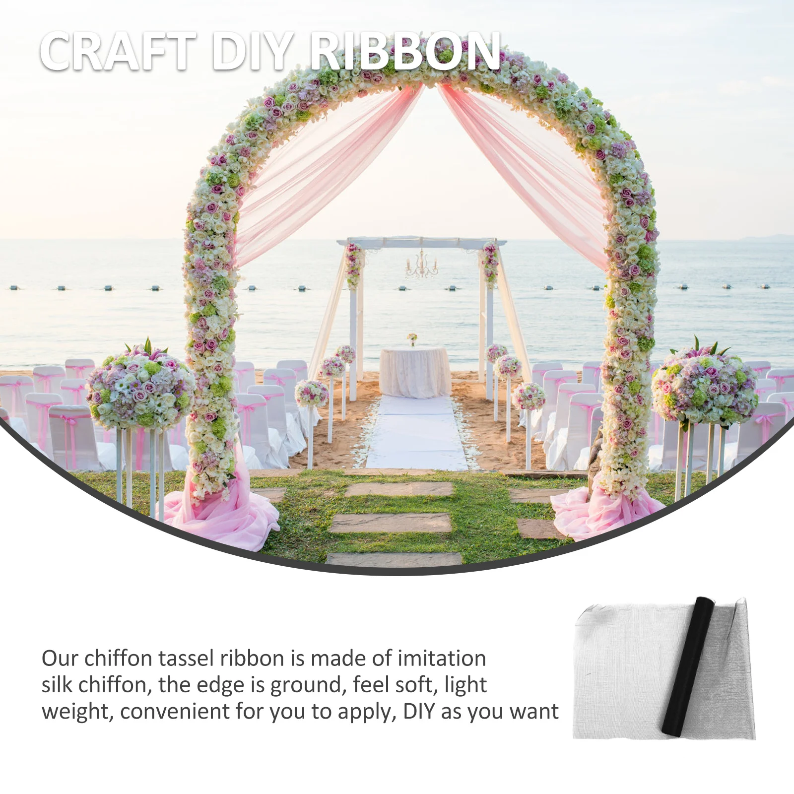 

Mesh Ribbon Wedding Party Gauze Ribbon Smooth Surface High-Grade Yarn Durable for DIY Craft Gift Packing Flower Bouquet Wedding