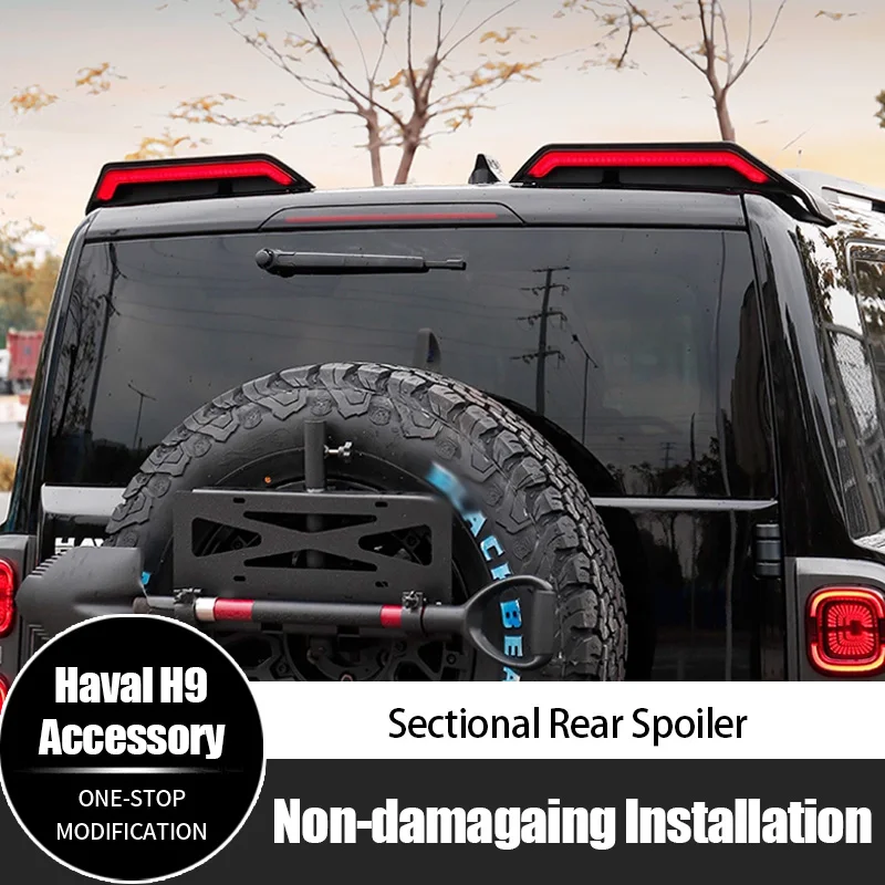 new For Haval H9 One-Piece Paint Roof Wing Light-Equipped Sectional Rear Spoiler Exterior Accessories