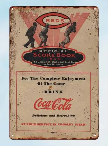 1934 baseball  Scorecard Scorebook tin sign bar club discount