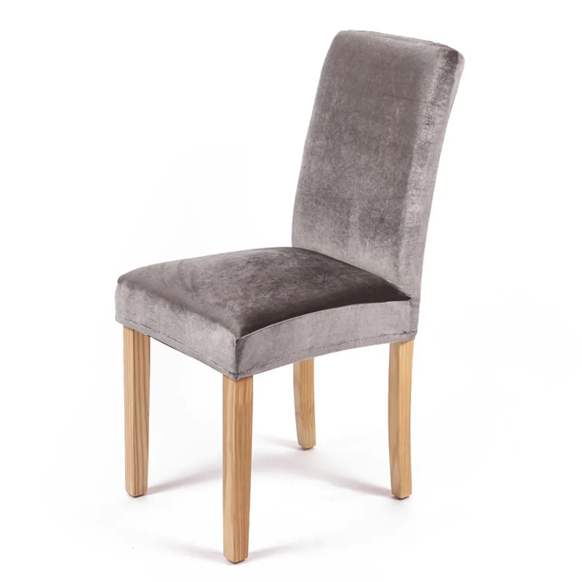 Elastic Dust-Proof Chair Cover Grey Stretchy Seat Protector Removable Wrinkle Resistant Decorative Chair Sleeve for Wedding