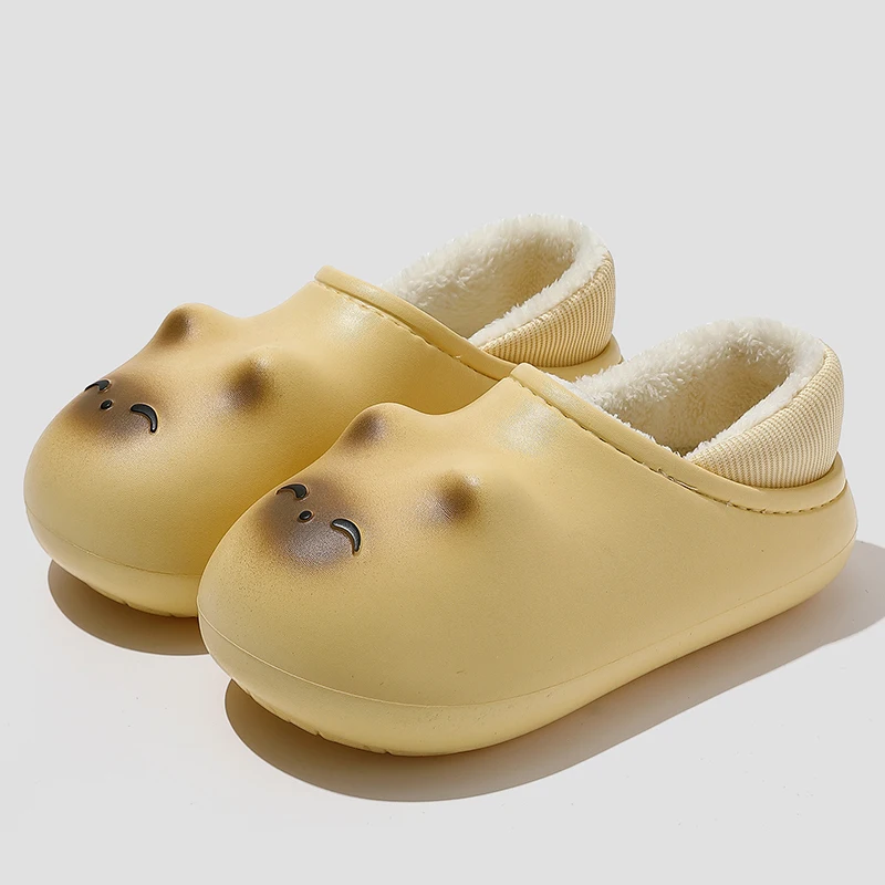 

Cute Waterproof Eva Cartoon Cat Indoor Slippers Women 2025 Winter Warm Plush Thick Bottom Slippers Girl Lovely Non Slip Slides