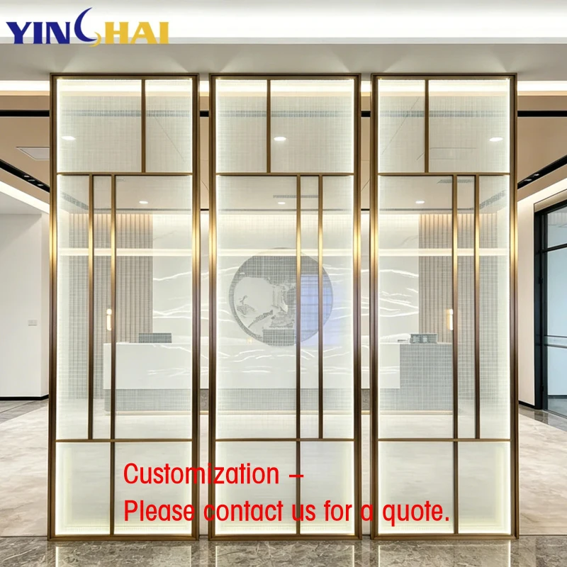 custom.High Quality 304 Stainless Steel Glass Partition Wall Modern Tempered Glass Screen Room Divider Office Project