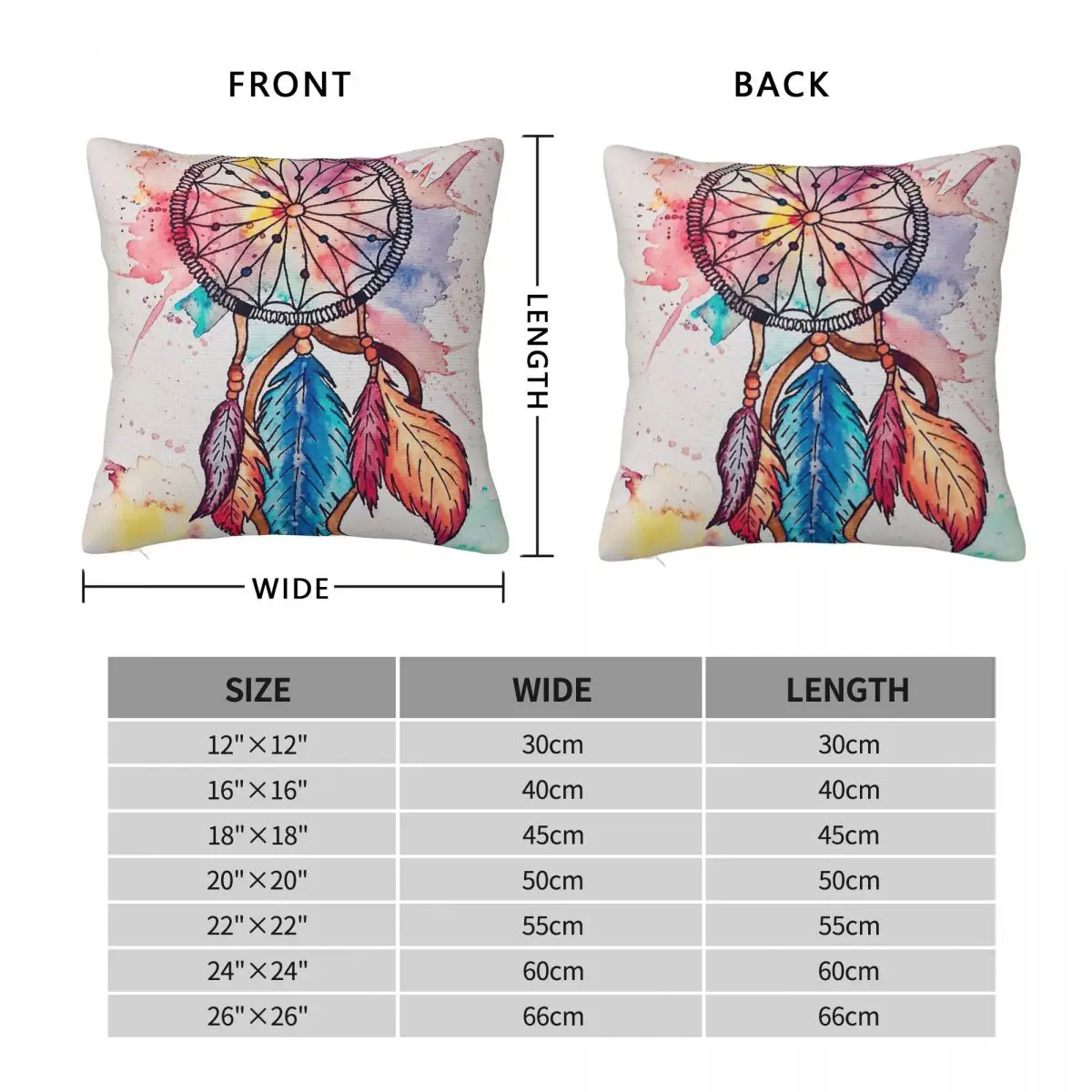 Watercolor Dream Catcher Pillowcase Polyester Linen Velvet Printed Zip Decor Sofa Cushion Cover