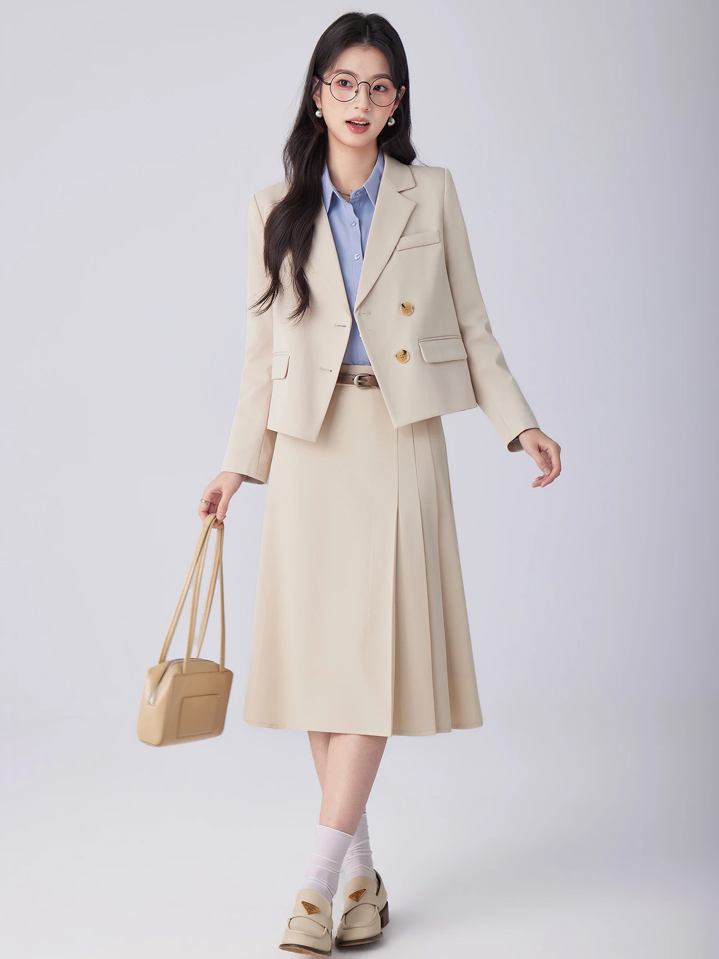 

Ele Light Tawny Women's Suiting Jaet And Pants Set High Quali ature Profional Clothing Sli Commute Faion