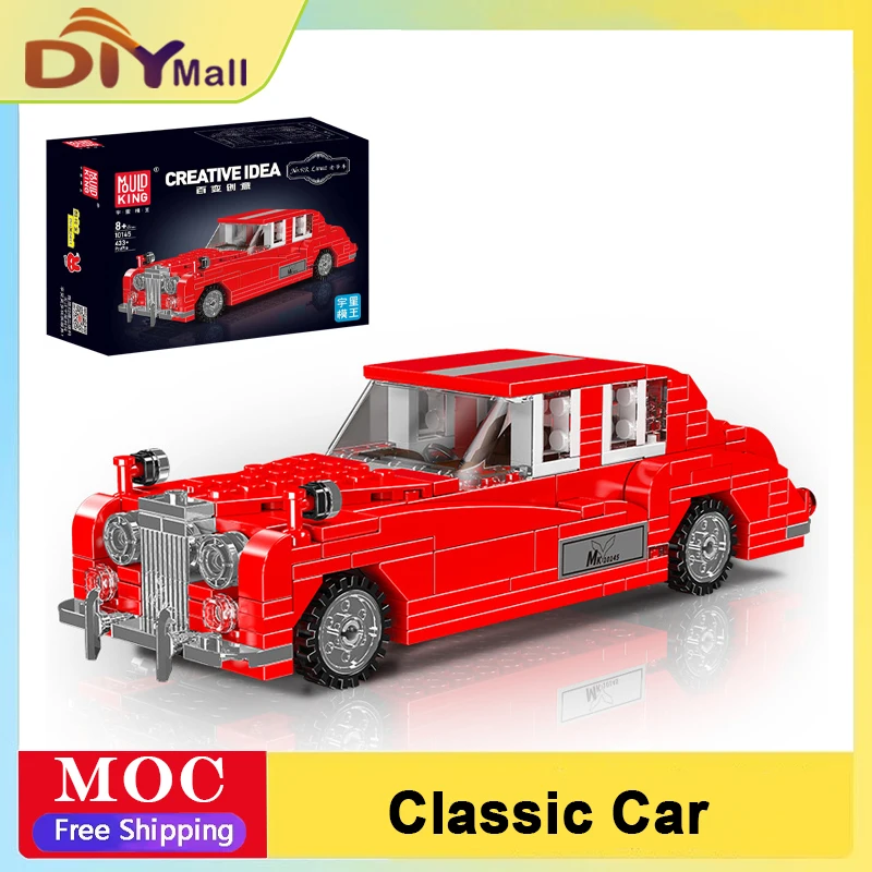 

MOLD KING 433 шт., винтажный комплект для сборки родстера, классическая модель гоночного автомобиля, блоки для детей и взрослых, STEM, образовательный рождественский подарок