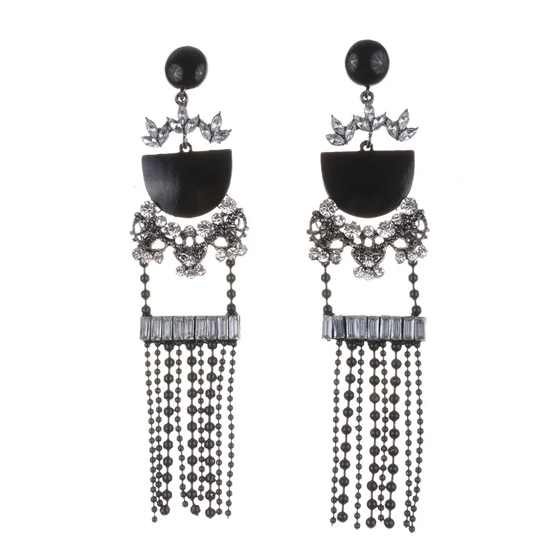 Hot-selling earrings, bohemian long tassel diamond earrings, cross-border accessories