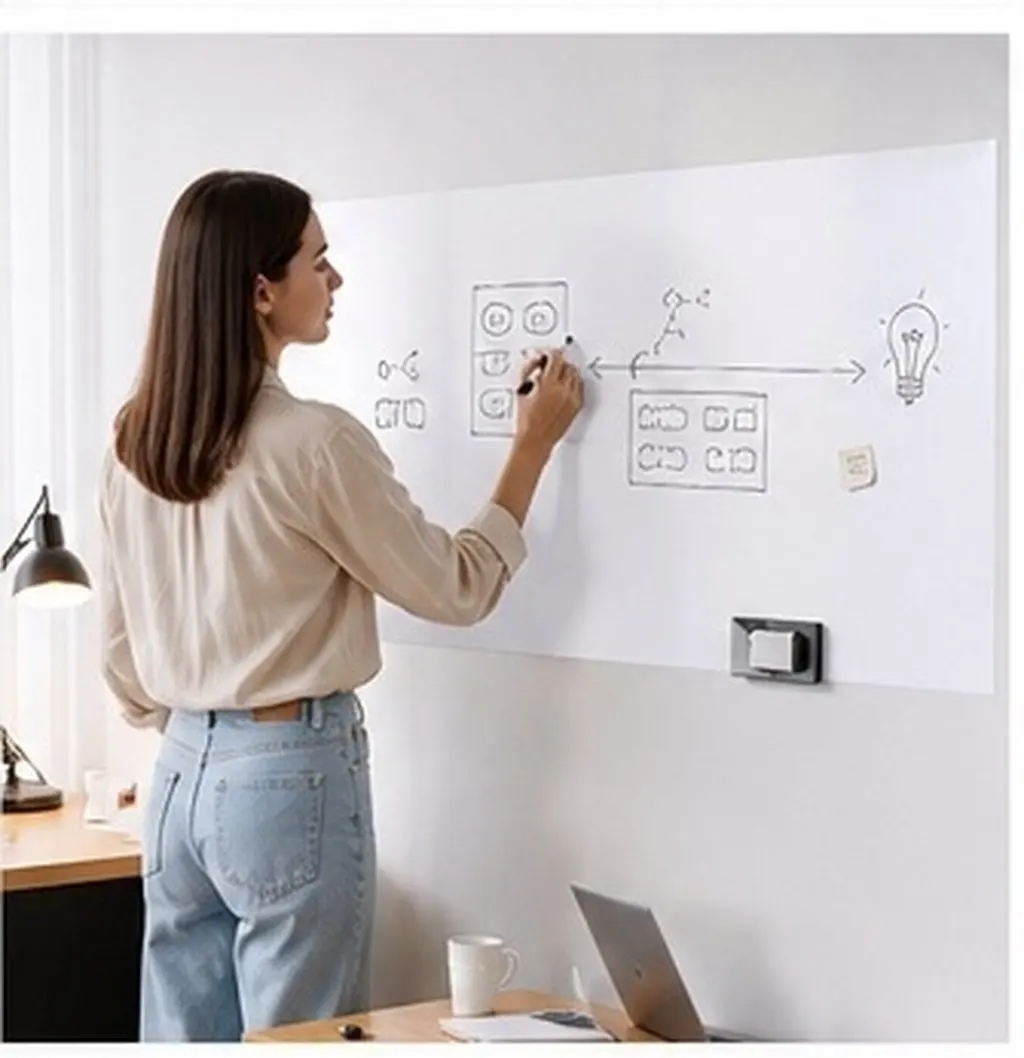 1 Roll Blackboard Wall Sticker Erasable Whiteboard Paper Dry Erase Paper Whiteboard Stick on Wall White Board Sticker
