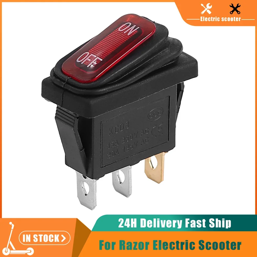 KCD3 Waterproof Rocker Switch On/Off For Razor /Dirt bikes/go-karts Electric Scooter 15A 250VAC 20A 125VAC Power Switch Parts