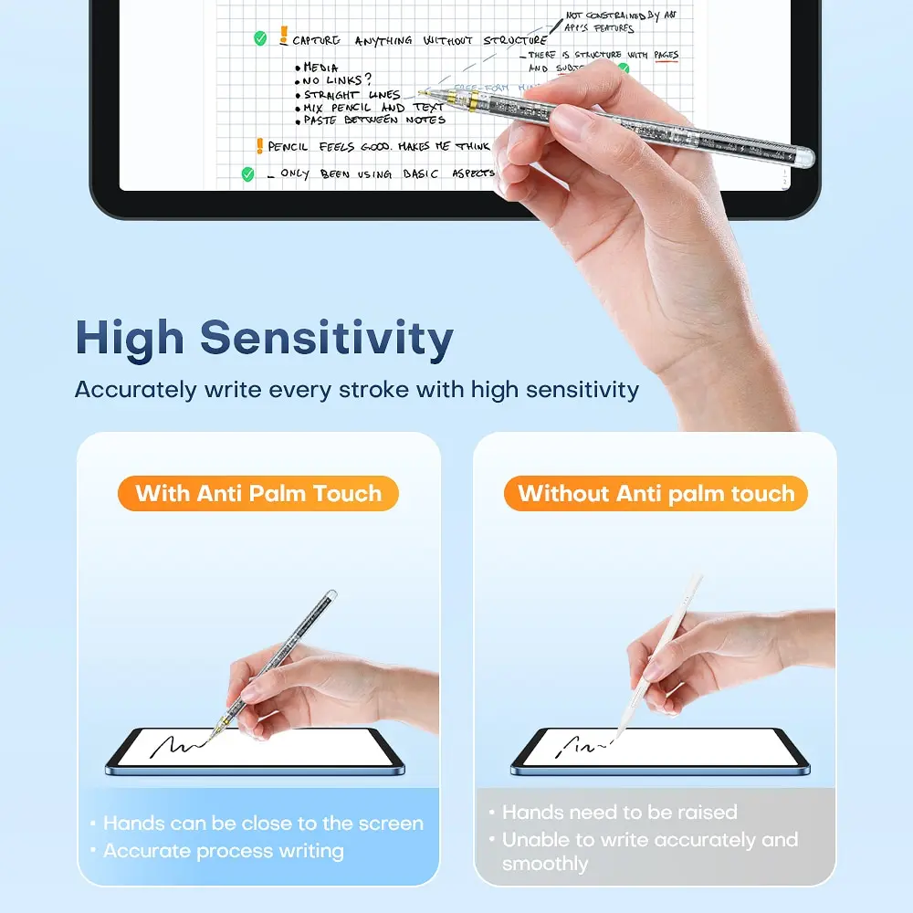 ASOMETECH Transparent Gradient Touch Pen For Apple Pencil 2 iPad Pencil iPad Air Pro 11 12.9 Mini 6 Wireless Charger Stylus Pen