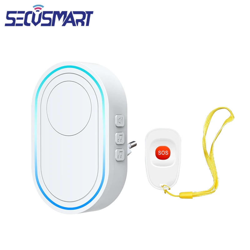 433MHz Wireless Emergency Button Elderly Child Safety Protection Suspension Call Device SOS Panic Alarm System Adjustable Volume